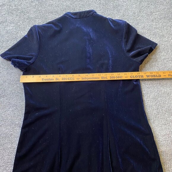 Vintage R.J. Collection Dress Womens 10 Blue Velvet Button-Down Maxi Evening - Picture 11 of 14